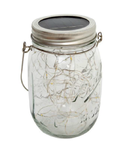 Tarro Cristal Decor - 20 Leds Solar | 14 x 7 cm.